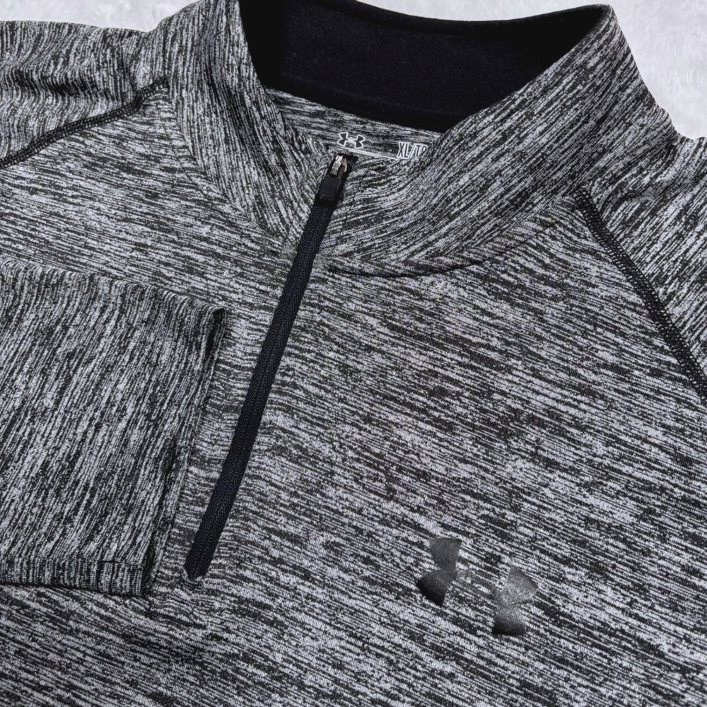 Under Armour 1/4 Zip Pullover Men XL Gray Space Dye Heatgear Lightweight Wicking